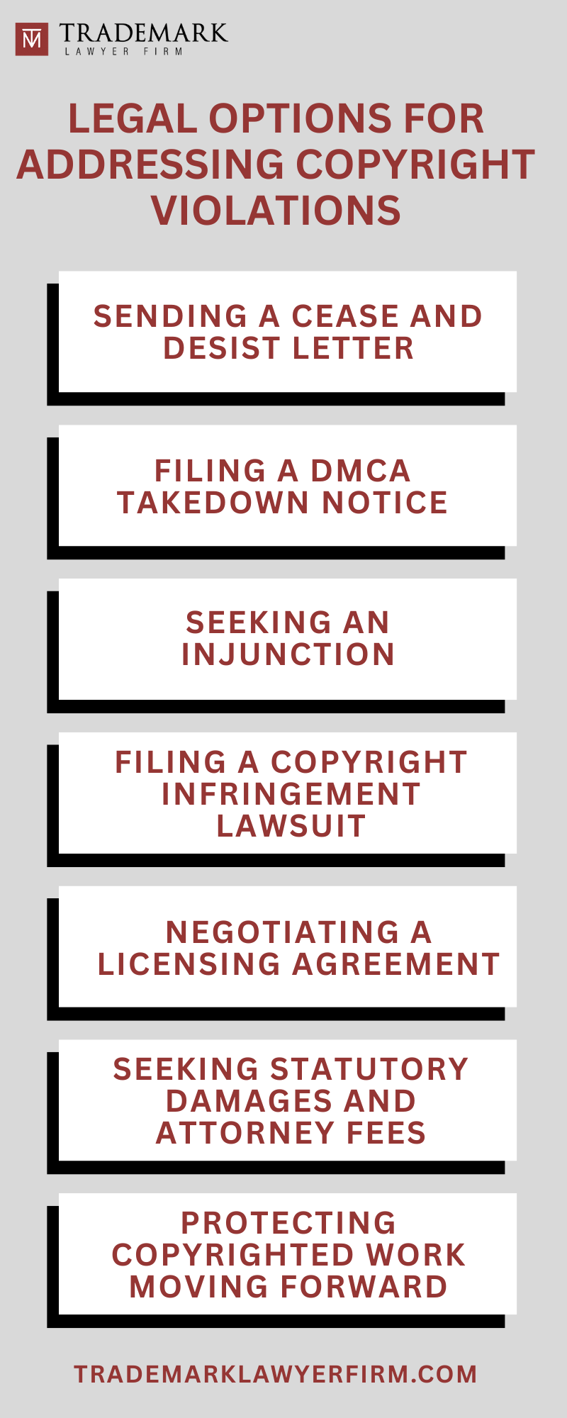 Legal Options For Addressing Copyright Violations Infographic