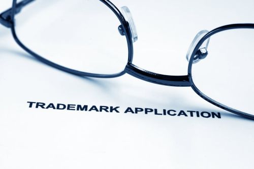Trademark application, Close up of glasses on trademark application